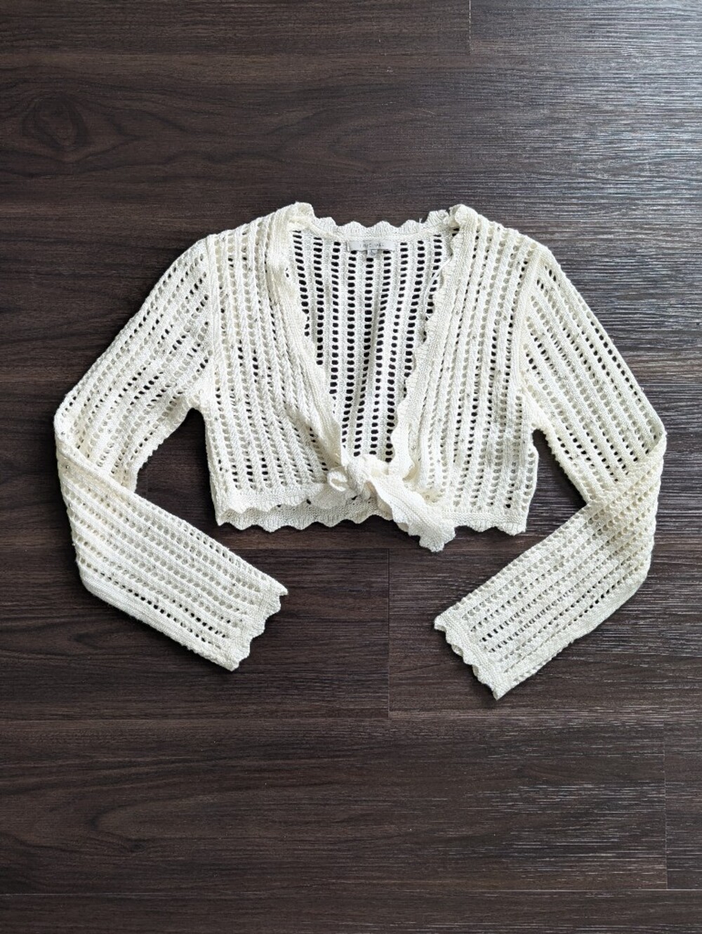 Love Tree Long Sleeve Tie Front Knit Shrug L Whimisigoth Boho Beach Resort